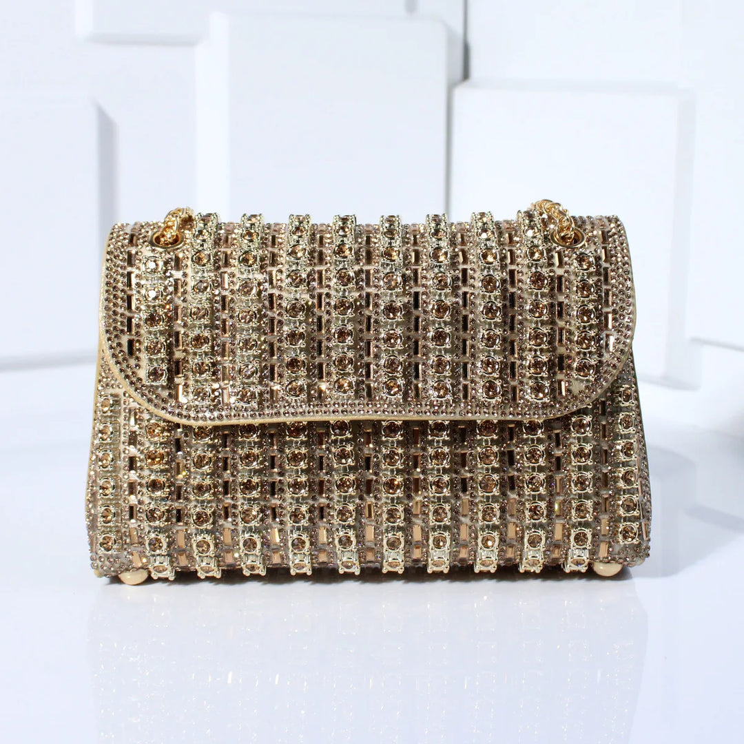 Tadea | Statement Shoulder Bag with Rhinestone Mosaic