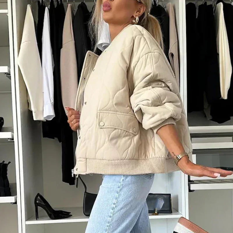 Oversized Padded Bomber Jacket for Women