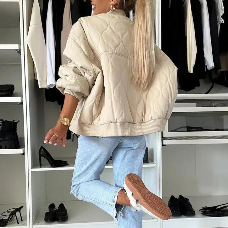 Oversized Padded Bomber Jacket for Women