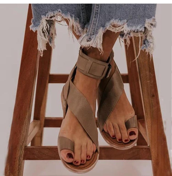 Agnolla | Ankle Strap Sandals with Cross Design