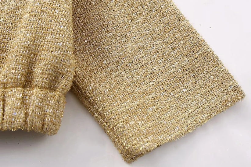 Stylish Elegant Women's Bomber Jacket with Gold Sequins