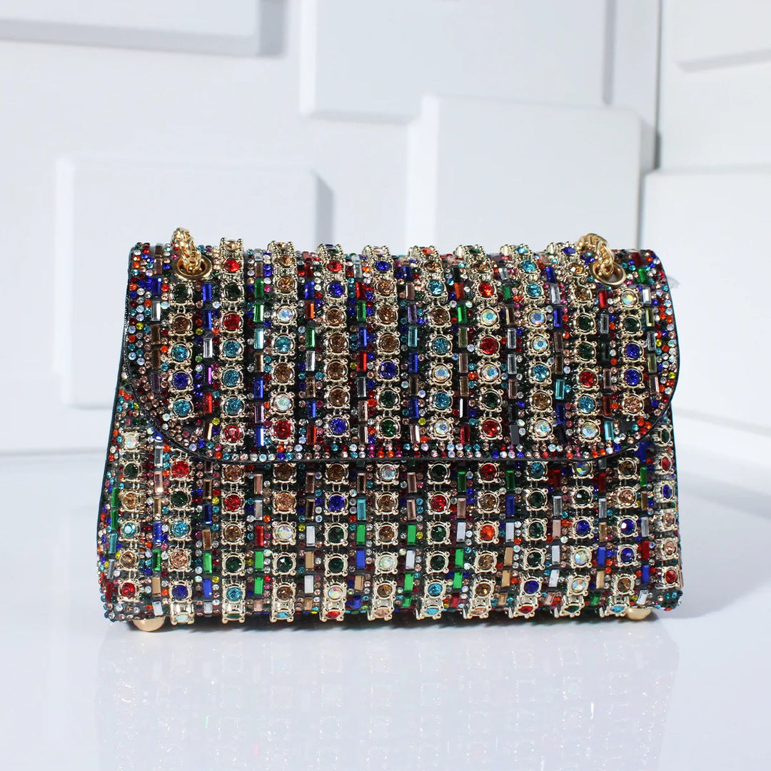 Tadea | Statement Shoulder Bag with Rhinestone Mosaic