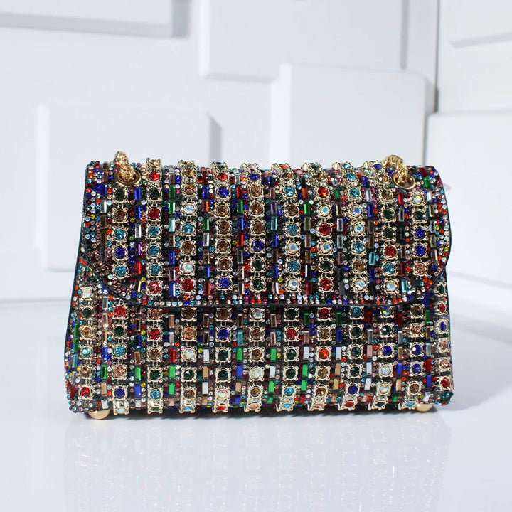 Tadea | Statement Shoulder Bag with Rhinestone Mosaic