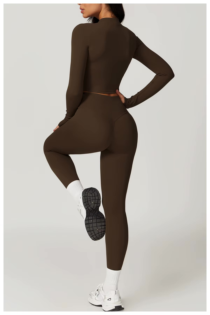 Fitness Tracksuit Women’s 3-Piece Sports Set with High Waist Leggings, Crop Top, and Jacket