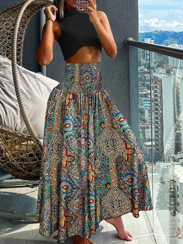 Kamelia | Tropical Wrap Skirt with High Waist