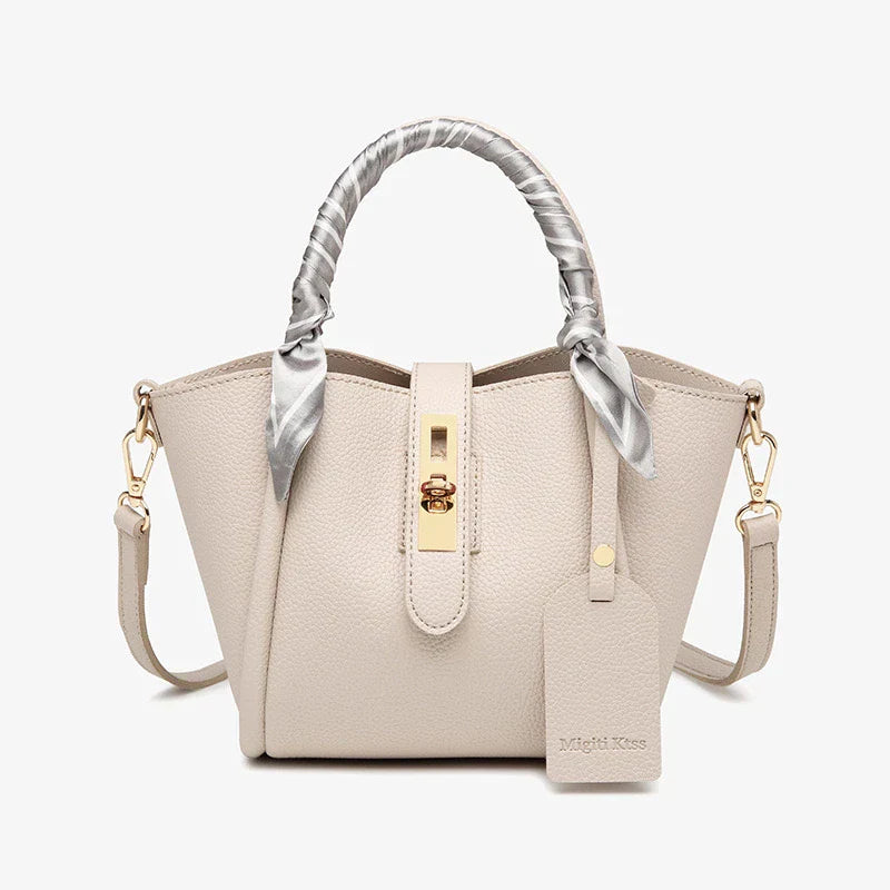 Tery | Luxurious Handbag with Scarf Detail and Gold Closure