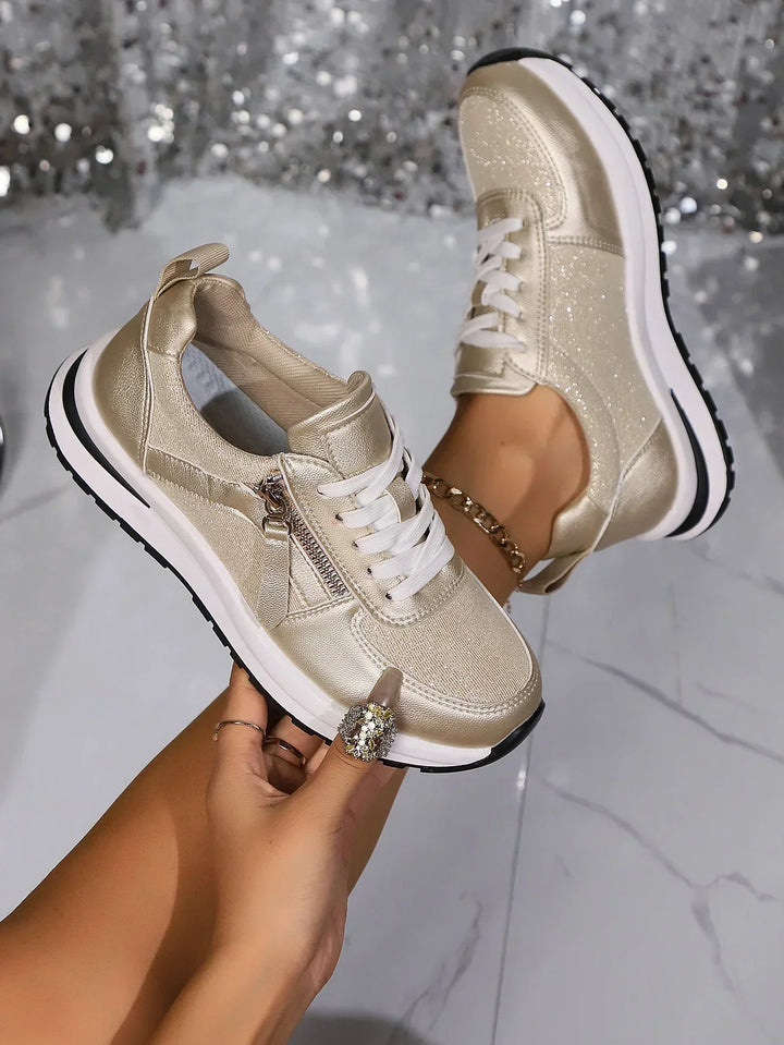 Comfortable Women's Sneakers with Laces and Non-Slip Sole
