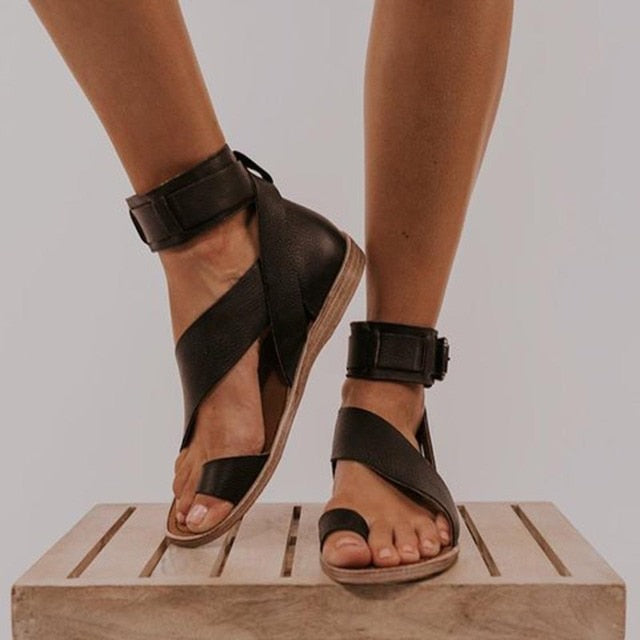 Agnolla | Ankle Strap Sandals with Cross Design