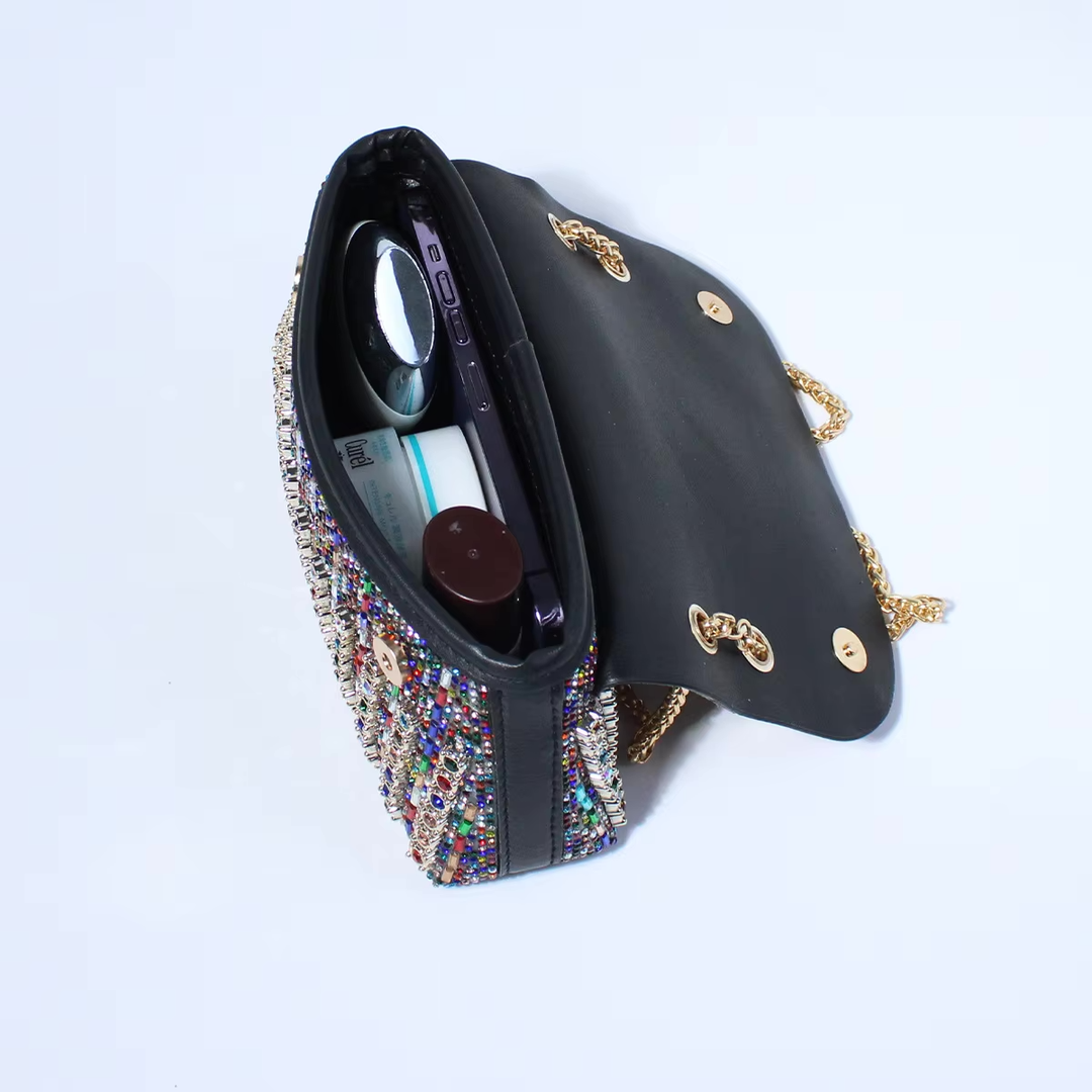 Tadea | Statement Shoulder Bag with Rhinestone Mosaic