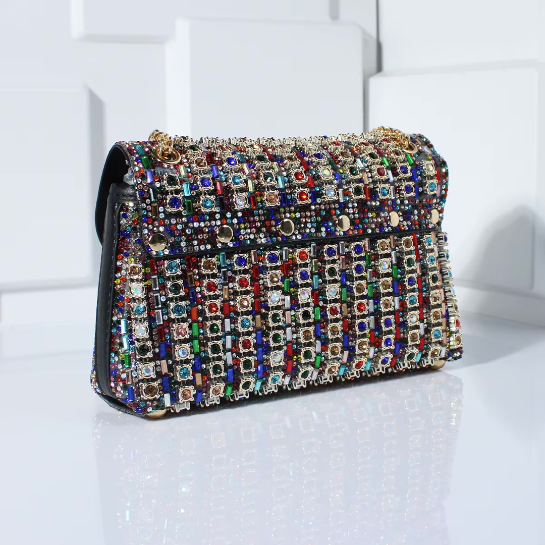 Tadea | Statement Shoulder Bag with Rhinestone Mosaic