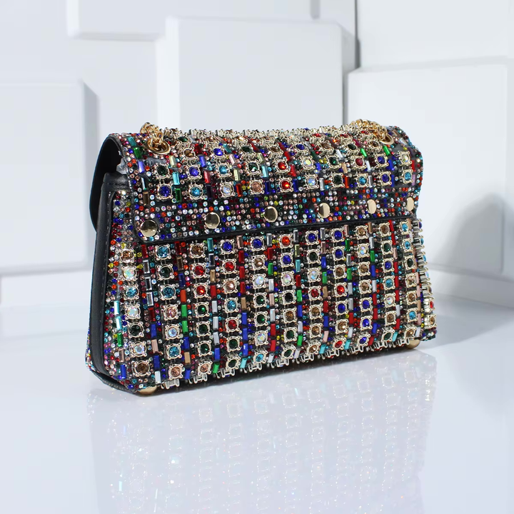 Tadea | Statement Shoulder Bag with Rhinestone Mosaic