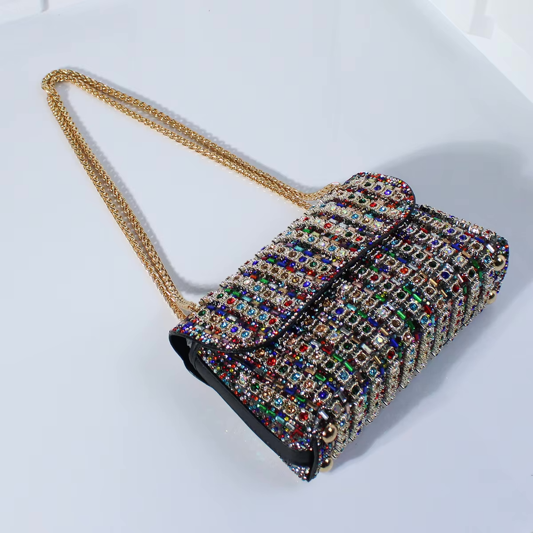 Tadea | Statement Shoulder Bag with Rhinestone Mosaic