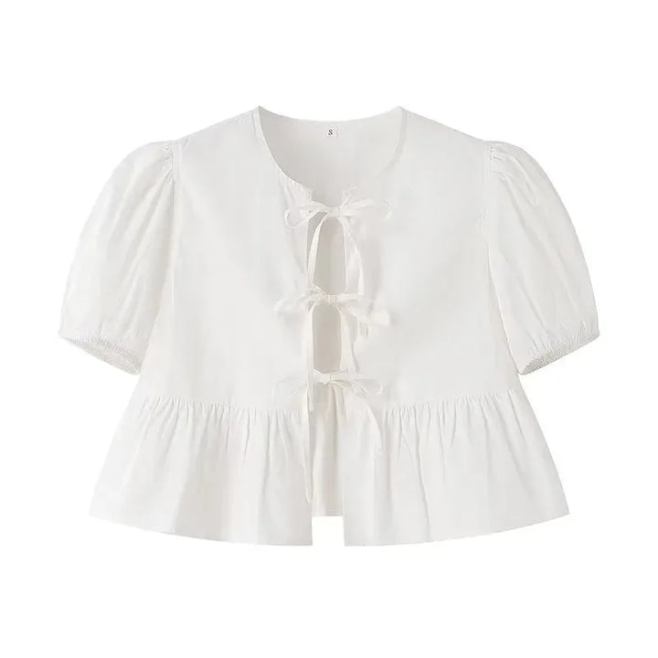 Allegra | Puff Sleeve Top with Bow Detail for Women