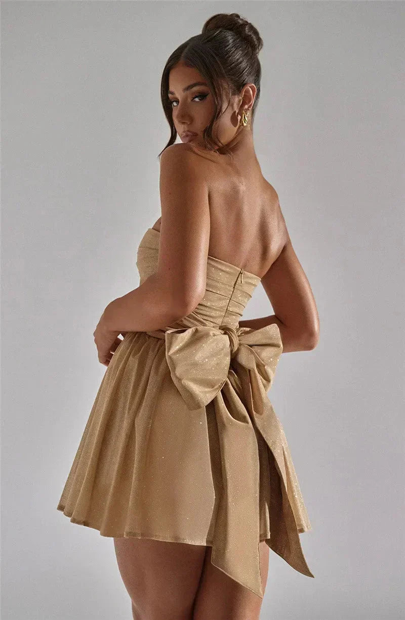 Lien | Strapless Glitter Dress