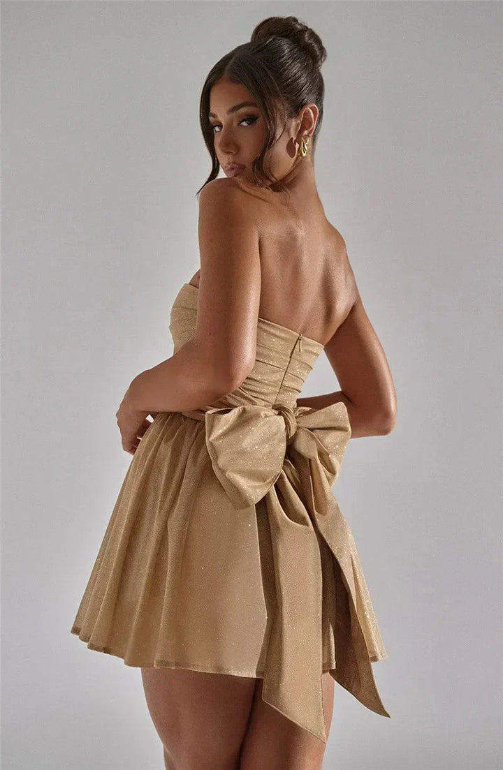 Lien | Strapless Glitter Dress