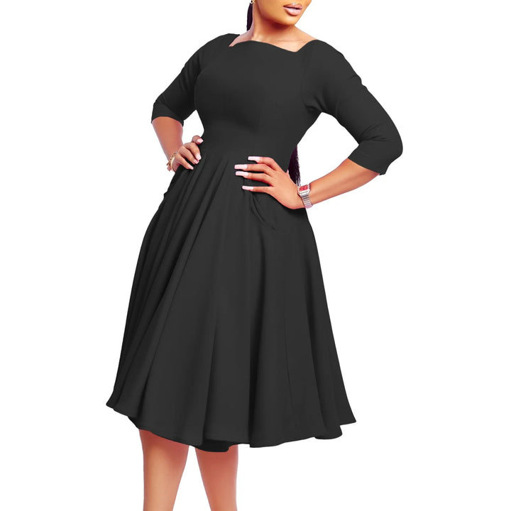 Kelli | Elegant Midi Dress with Bow Detail and 3/4 Sleeves