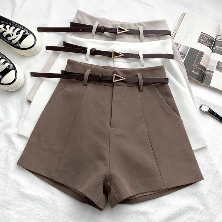 Elegant Women's High-Waisted Straight-Fit Shorts