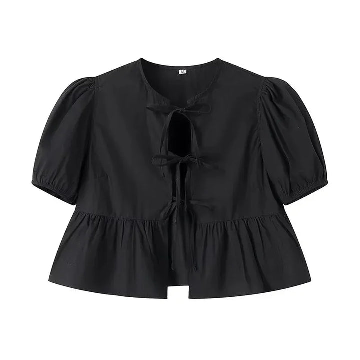 Allegra | Puff Sleeve Top with Bow Detail for Women