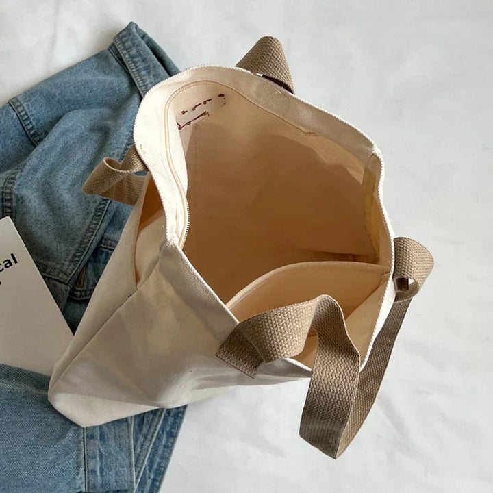 Leola | Minimalist Canvas Shoulder Bag with Double Compartments
