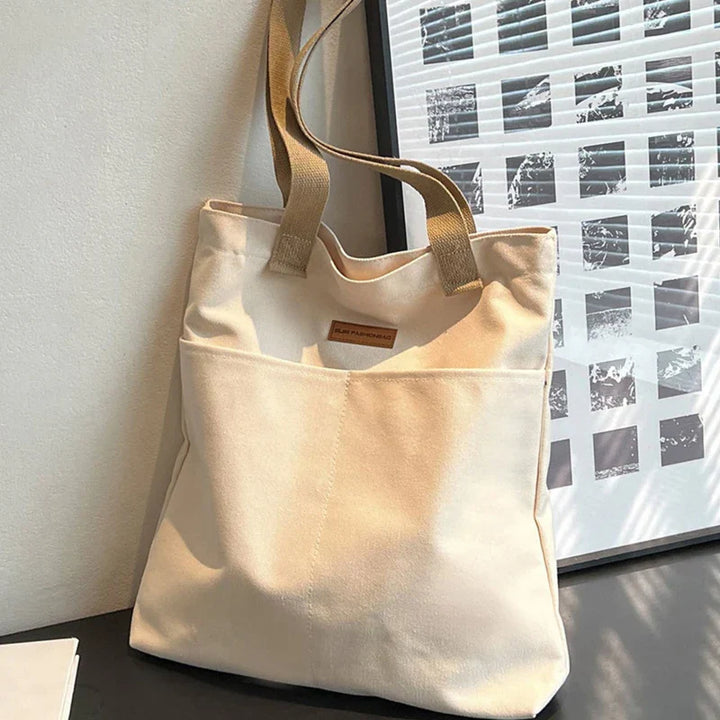 Leola | Minimalist Canvas Shoulder Bag with Double Compartments