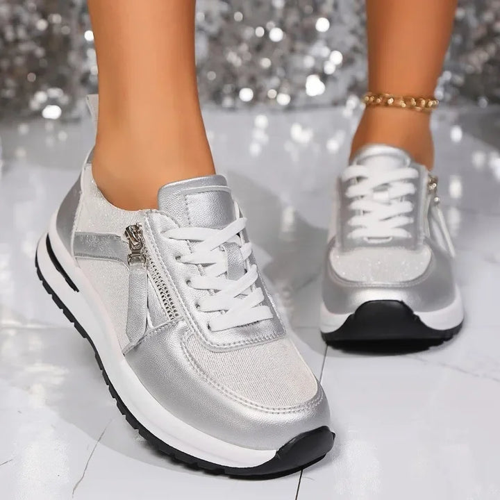 Comfortable Women's Sneakers with Laces and Non-Slip Sole