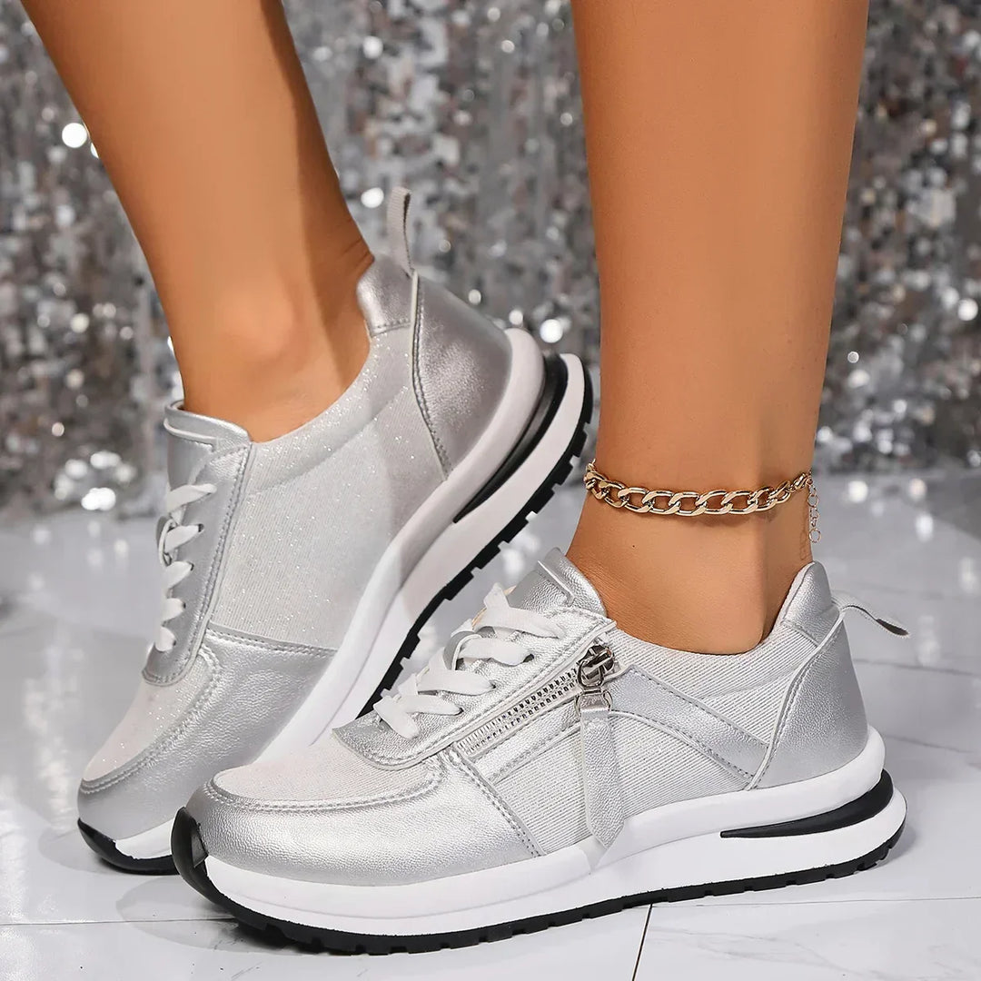 Comfortable Women's Sneakers with Laces and Non-Slip Sole