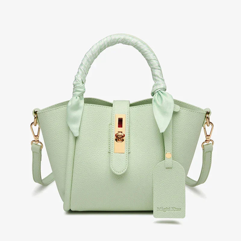 Tery | Luxurious Handbag with Scarf Detail and Gold Closure