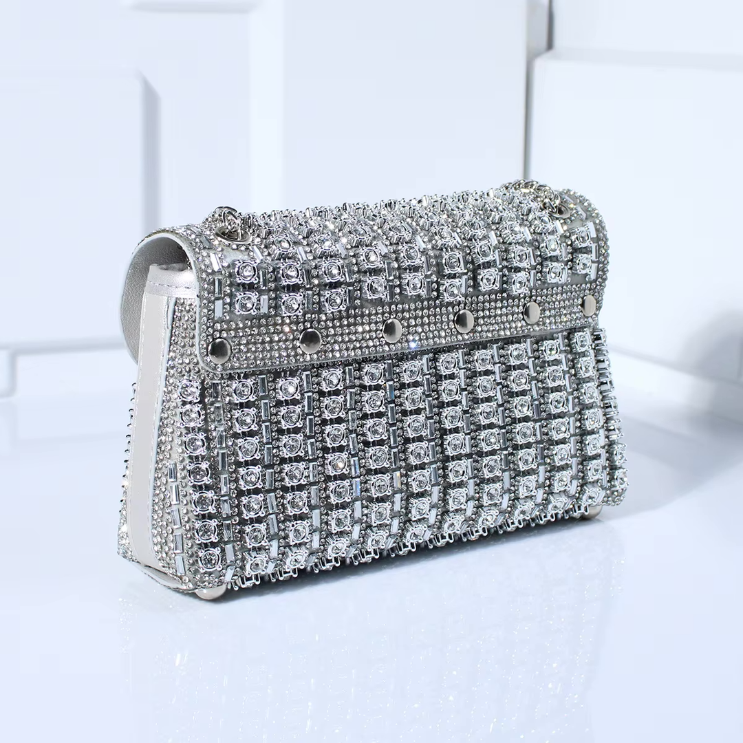 Tadea | Statement Shoulder Bag with Rhinestone Mosaic