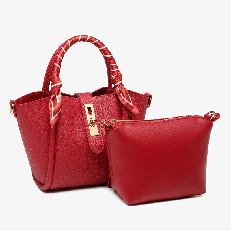 Tery | Luxurious Handbag with Scarf Detail and Gold Closure