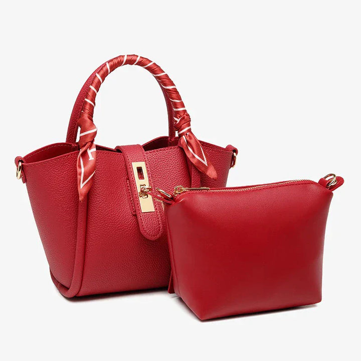Tery | Luxurious Handbag with Scarf Detail and Gold Closure