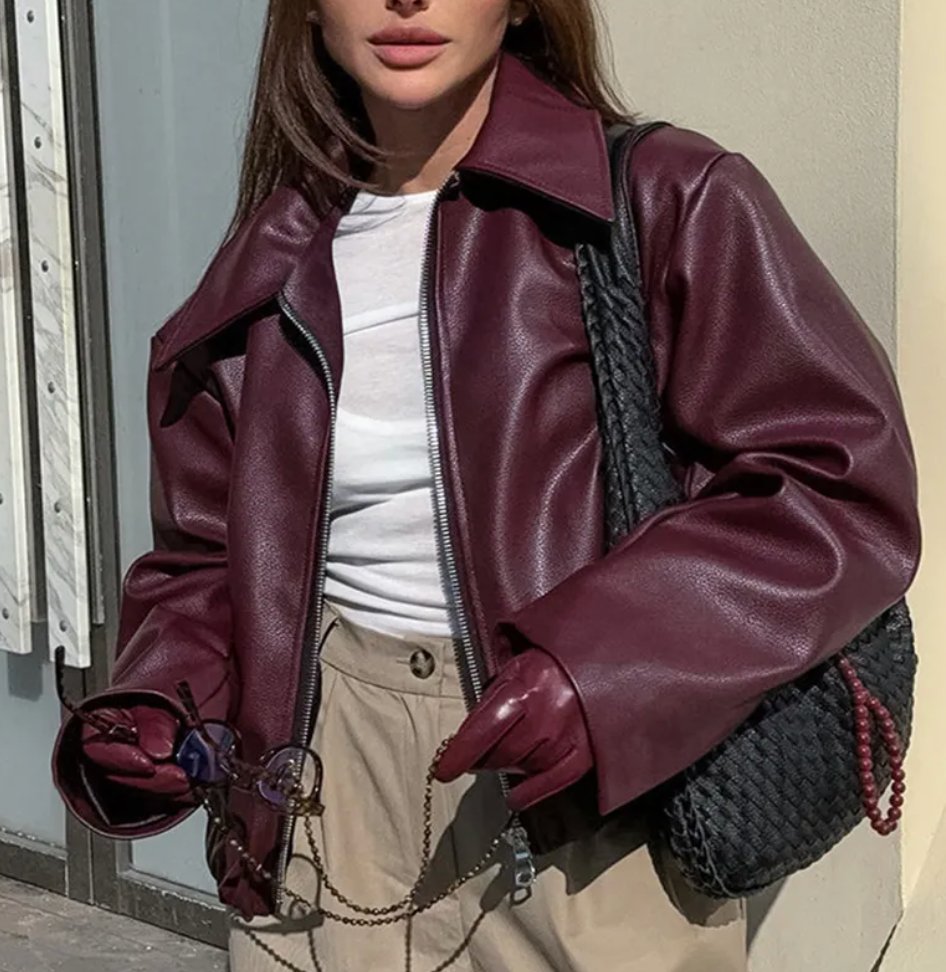 Keony | Minimalist Faux Leather Biker Jacket