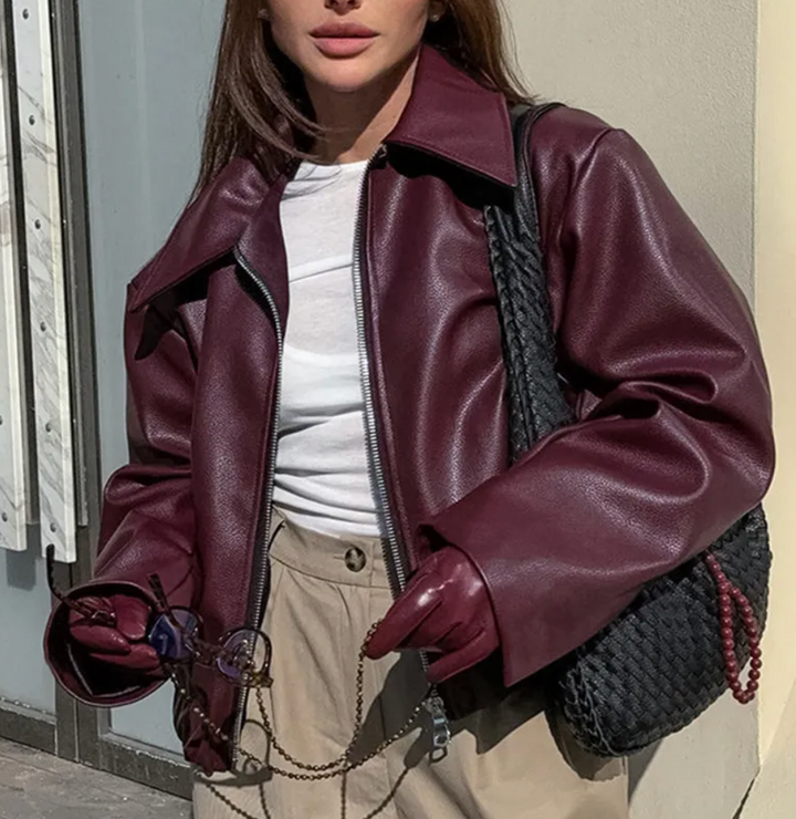 Keony | Minimalist Faux Leather Biker Jacket