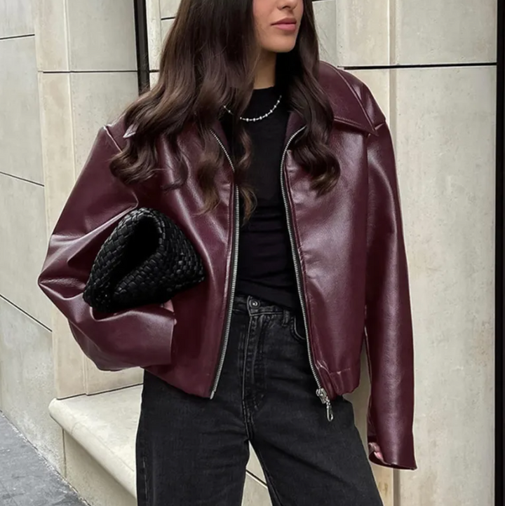 Keony | Minimalist Faux Leather Biker Jacket