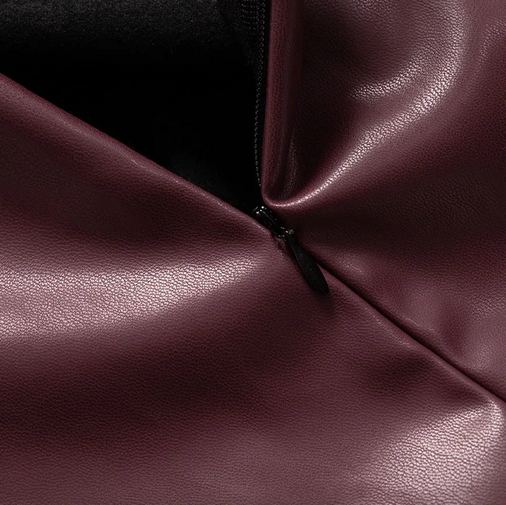 Stylish Women's Leather Top with Sleeveless Design and Draped Neckline