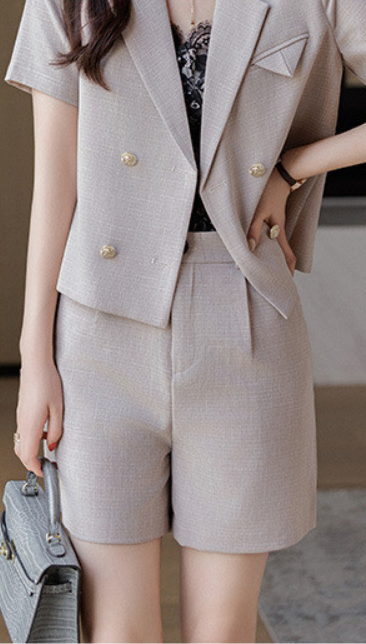 Desha | Two-Piece Cropped Blazer Set with Shorts