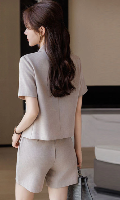 Desha | Two-Piece Cropped Blazer Set with Shorts