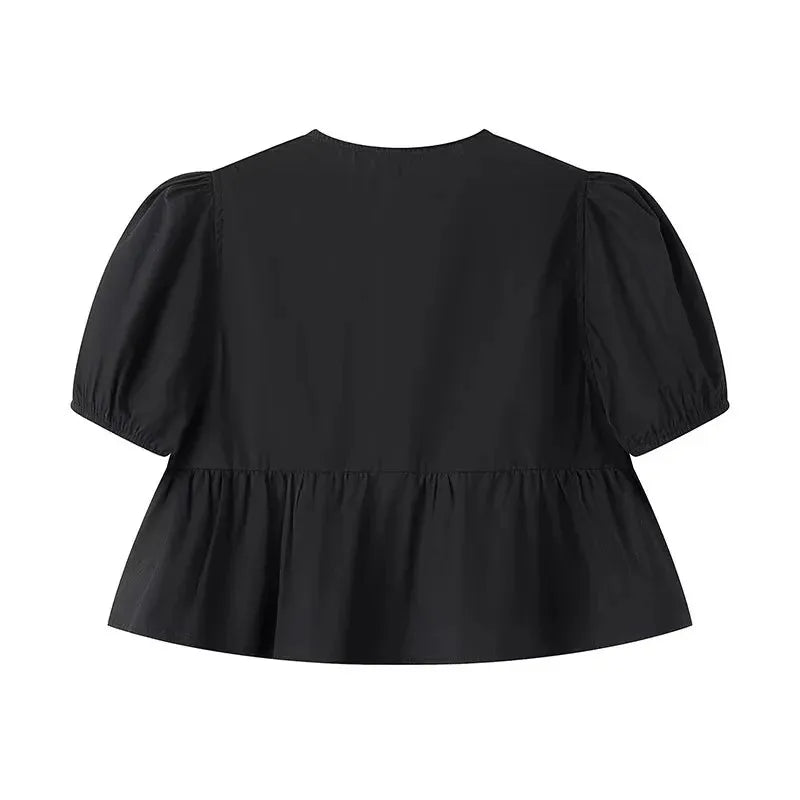 Allegra | Puff Sleeve Top with Bow Detail for Women