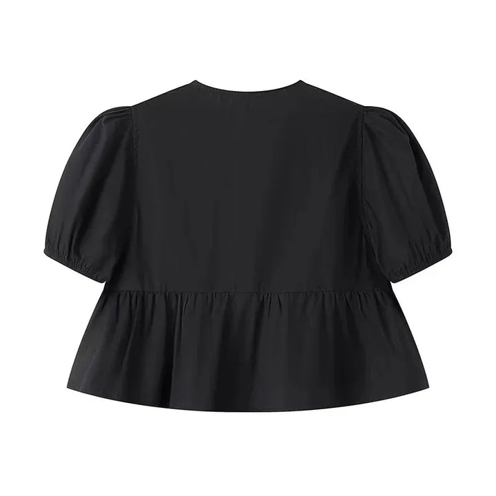 Allegra | Puff Sleeve Top with Bow Detail for Women
