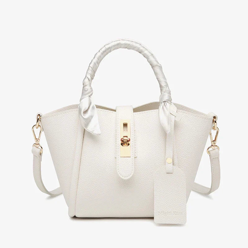 Tery | Luxurious Handbag with Scarf Detail and Gold Closure