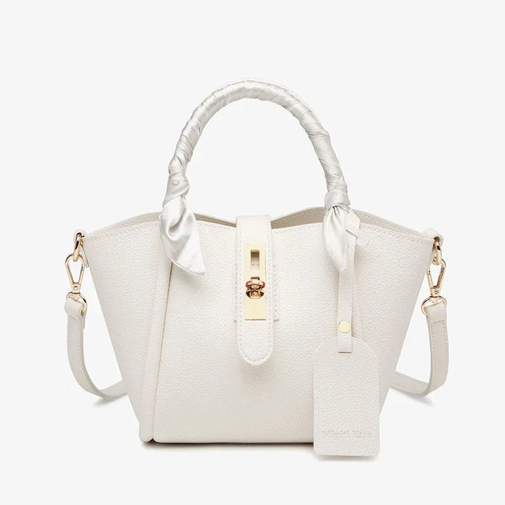 Tery | Luxurious Handbag with Scarf Detail and Gold Closure
