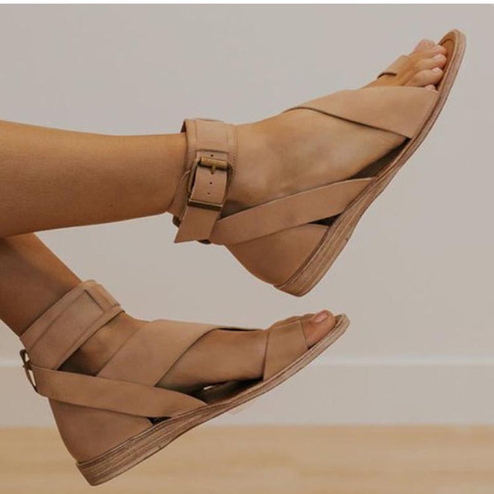 Agnolla | Ankle Strap Sandals with Cross Design