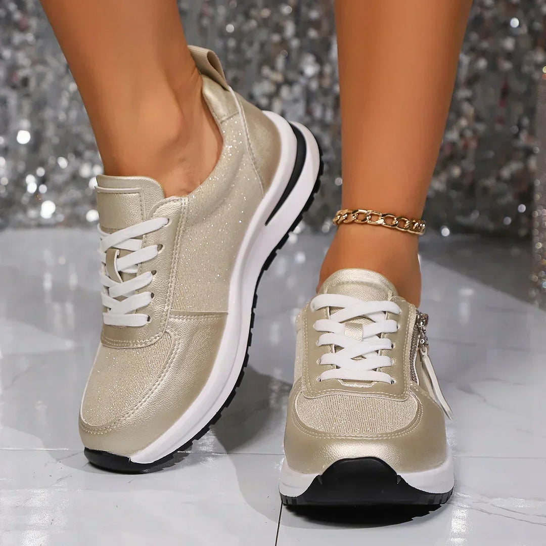 Comfortable Women's Sneakers with Laces and Non-Slip Sole