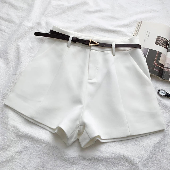 Elegant Women's High-Waisted Straight-Fit Shorts