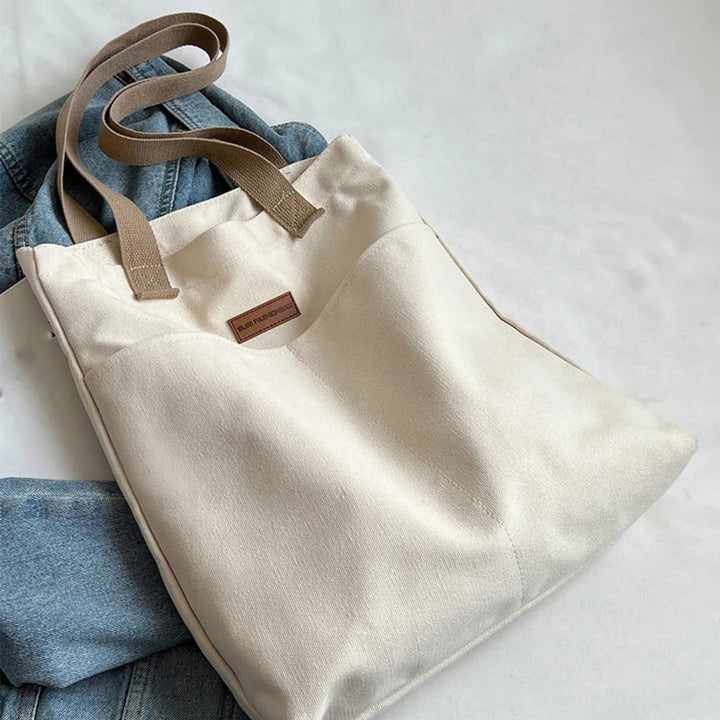 Leola | Minimalist Canvas Shoulder Bag with Double Compartments
