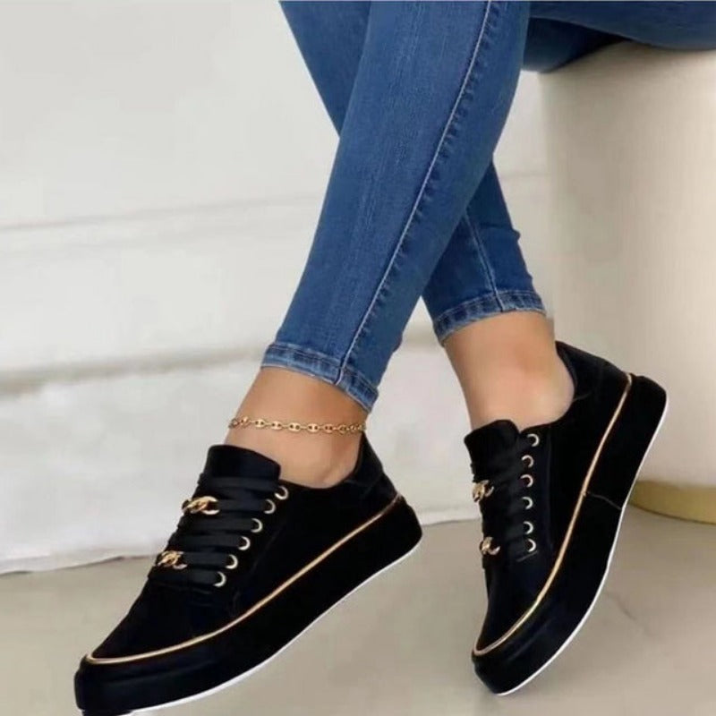Women's Orthopedic Sneakers with Laces and Low Sole