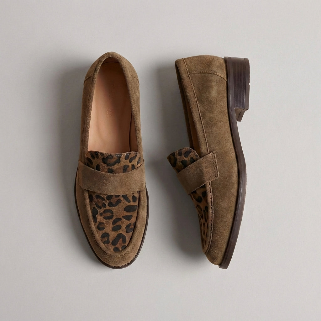 Orthopedic Women's Chunky Sole Loafers With Leopard Print