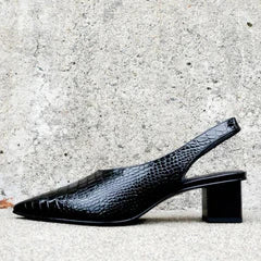 Wilma | Vintage Pointed Slingback Pumps with Block Heel