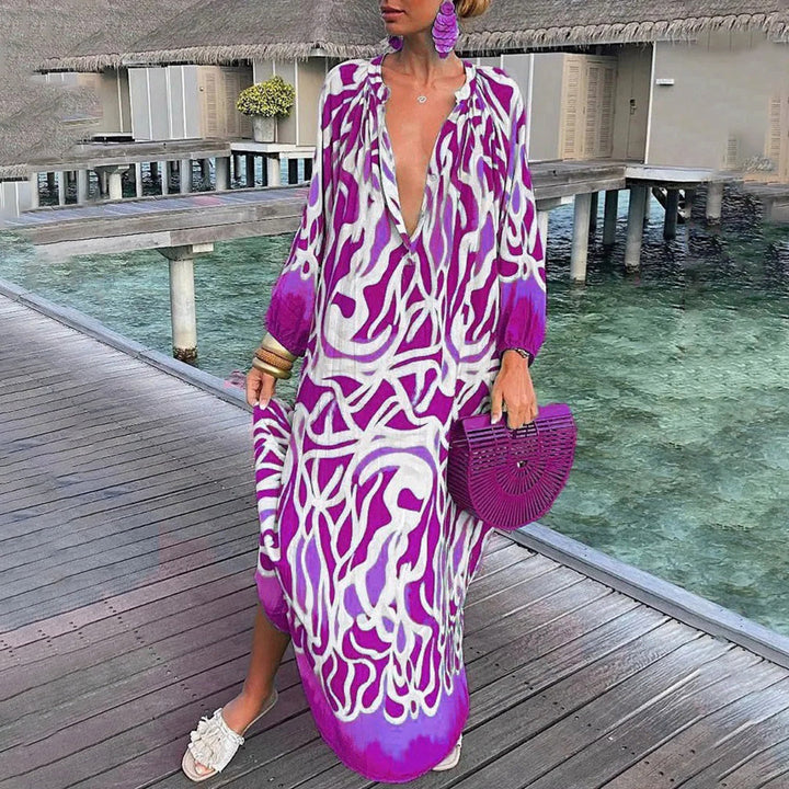 Arla | Summer Boho Kaftan Dress with Deep Neckline