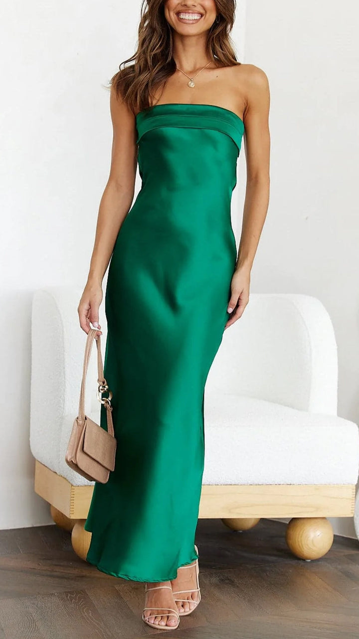 Naeeda | Strapless satin maxi gala dress