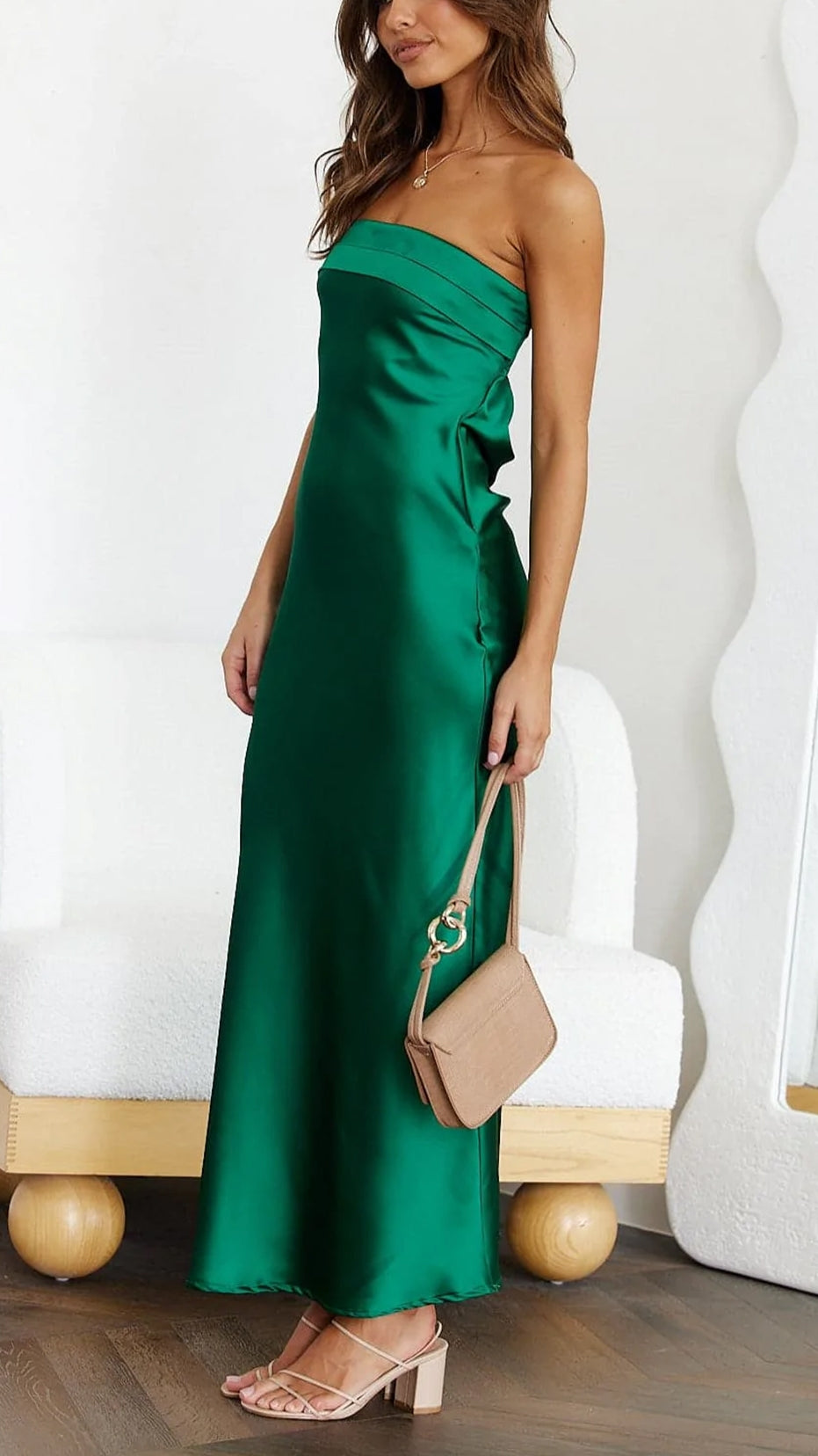 Naeeda | Strapless satin maxi gala dress